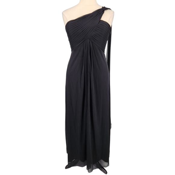 Alex Evenings One Shoulder Formal Gown with Attached Shoulder Scarf Black Sz 16 - Picture 1 of 7